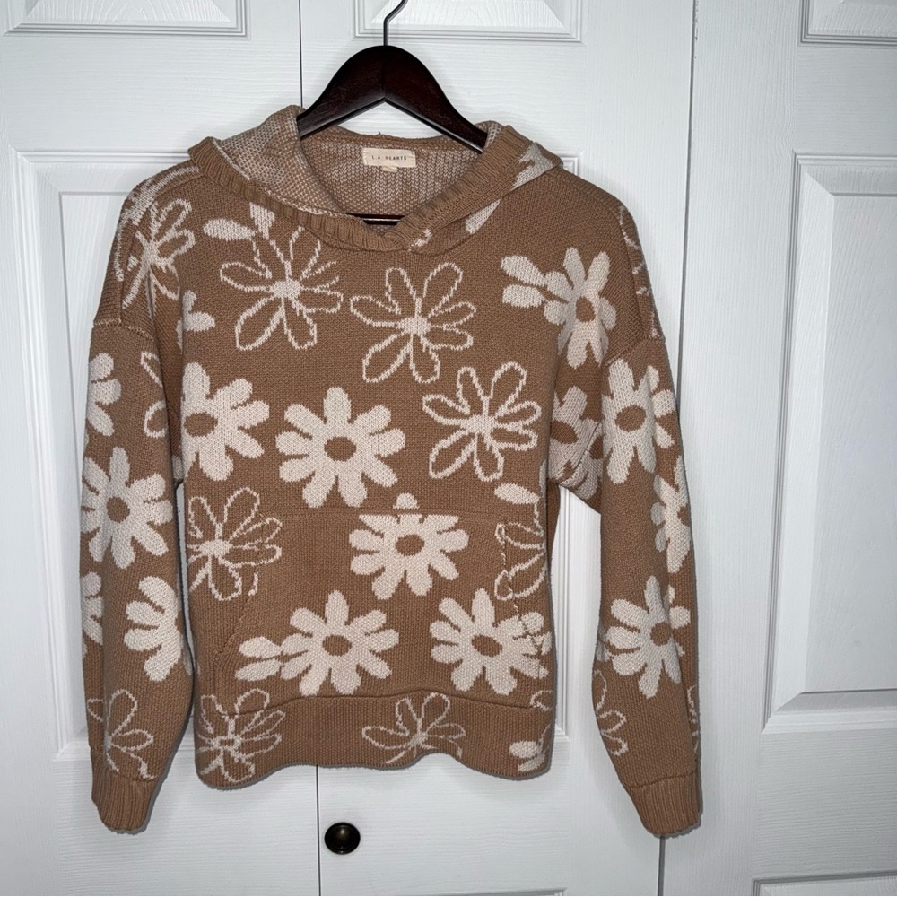 LA‎ Hearts Daisy print Sweater hoodie cottagecore retro boho relax size small